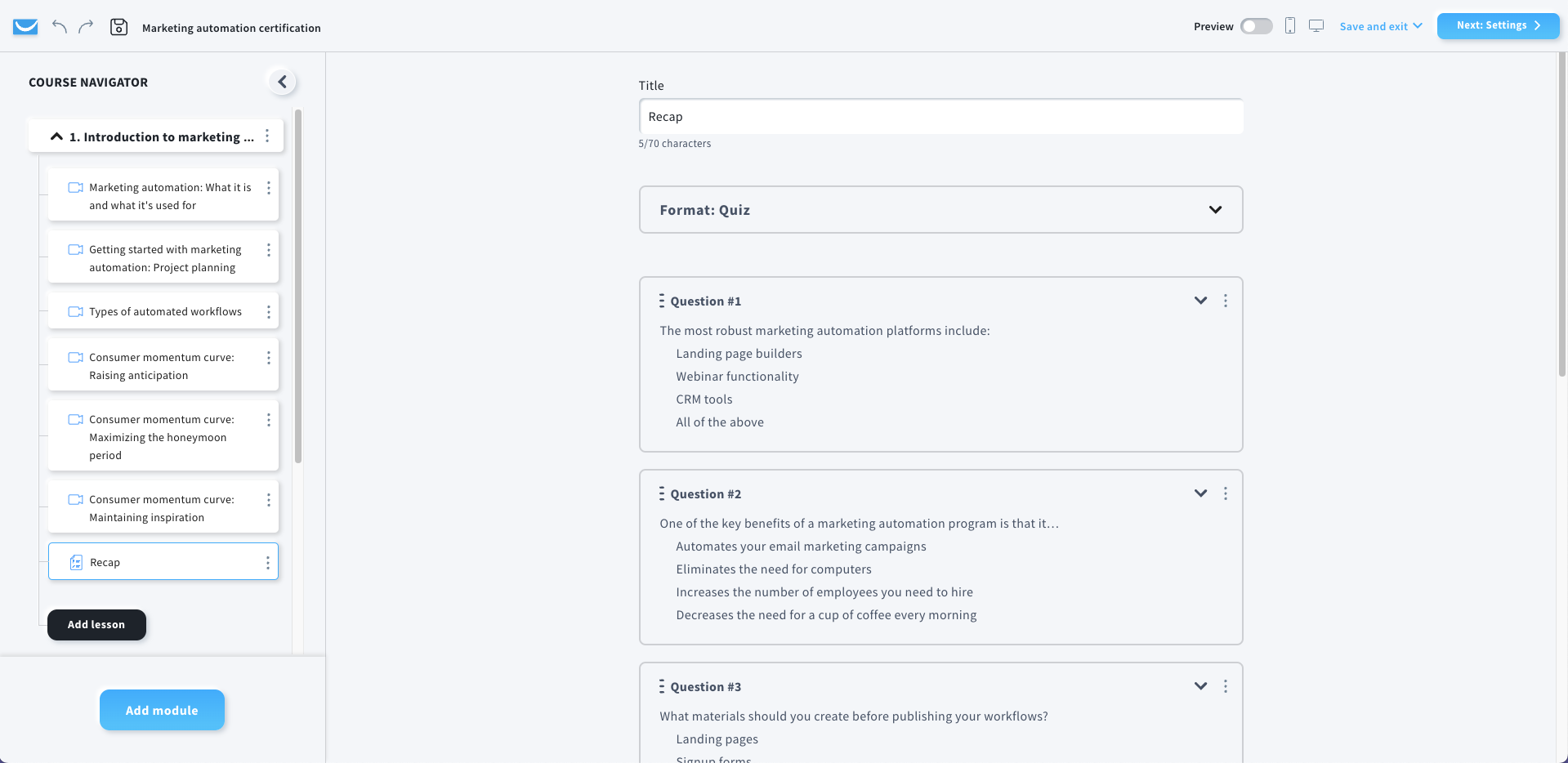 GetResponse Quiz creator